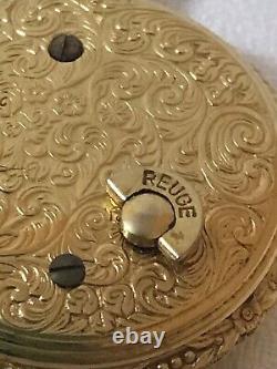 Reuge Swiss Mens Pocket Music Box Floral Design Rare Collectible With Chain