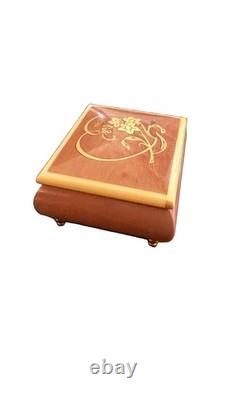 Reuge Swiss Music Box 6308 Wind Beneath My Wings Wood Inlay Jewelry Case Swiss