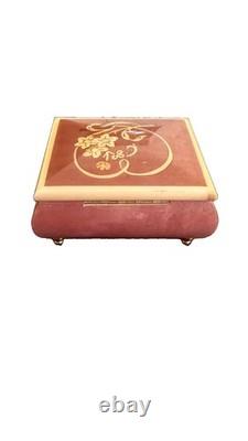 Reuge Swiss Music Box 6308 Wind Beneath My Wings Wood Inlay Jewelry Case Swiss