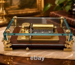 Reuge Swiss Music Box Glass &Wood Limited Edition 1/50 Marche By Tchaikovsky
