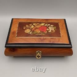 Reuge Swiss Music Box Wind Beneath My Wings #6244 with Key VIDEO, Flower Inlay