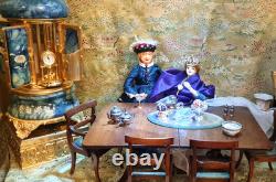 Reuge Swiss Music Box and Italian Porcelain Holder 10 Tall in Perfect Condition