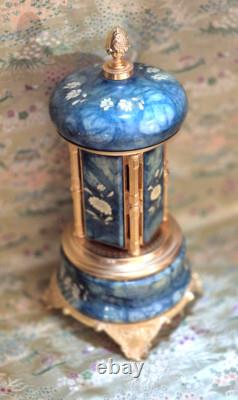 Reuge Swiss Music Box and Italian Porcelain Holder 10 Tall in Perfect Condition