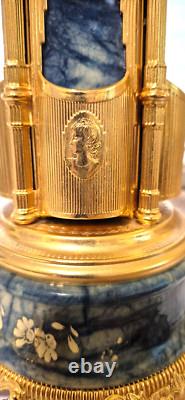 Reuge Swiss Music Box and Italian Porcelain Holder 10 Tall in Perfect Condition