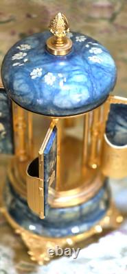 Reuge Swiss Music Box and Italian Porcelain Holder 10 Tall in Perfect Condition