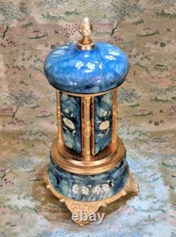 Reuge Swiss Music Box and Italian Porcelain Holder 10 Tall in Perfect Condition