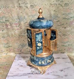 Reuge Swiss Music Box and Italian Porcelain Holder 10 Tall in Perfect Condition