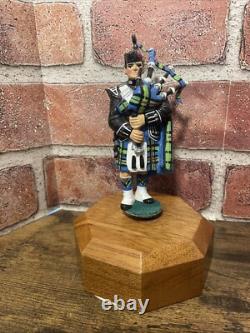 Reuge Swiss Musical Movement Revolving Scottish Bagpipe Player Music Box