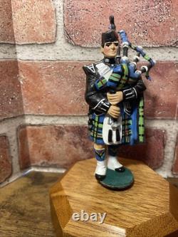 Reuge Swiss Musical Movement Revolving Scottish Bagpipe Player Music Box
