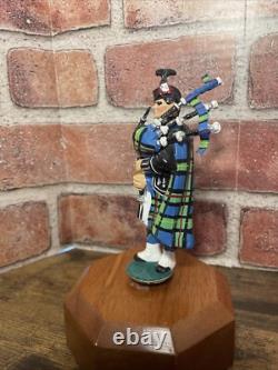Reuge Swiss Musical Movement Revolving Scottish Bagpipe Player Music Box