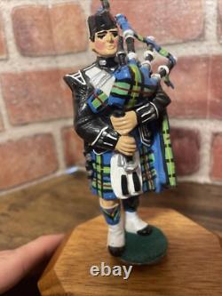 Reuge Swiss Musical Movement Revolving Scottish Bagpipe Player Music Box