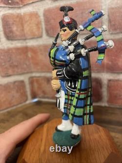 Reuge Swiss Musical Movement Revolving Scottish Bagpipe Player Music Box