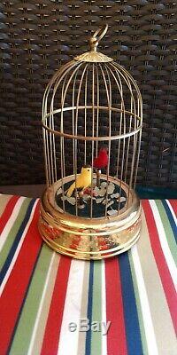 Reuge Swiss Singing Automaton 2 Bird Cage Music Box Working! Watch Video! Clean