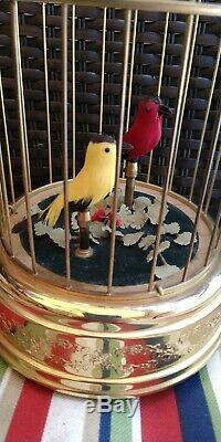 Reuge Swiss Singing Automaton 2 Bird Cage Music Box Working! Watch Video! Clean