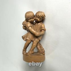 Reuge Swiss Wooden Music Box Hand Carved Dancing Boy & Girl-Plays Edelweiss