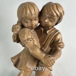 Reuge Swiss Wooden Music Box Hand Carved Dancing Boy & Girl-Plays Edelweiss
