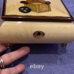 Reuge Teddy Bear on Block Music Box Its a Small World