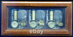 Reuge Three Song Wooden Music Box Swiss Musical Movements