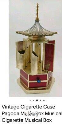 Reuge Vintage Cigarette Lipstick Carousel Pagoda Music Box 1960's