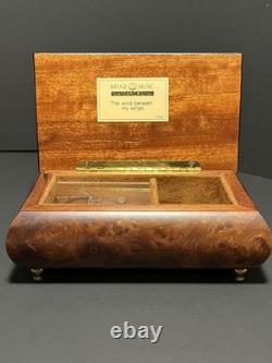 Reuge Vintage Music Box Italian Wood Wind Up Plays Wind Beneath My Wings 6308