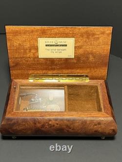 Reuge Vintage Music Box Italian Wood Wind Up Plays Wind Beneath My Wings 6308