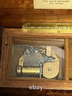 Reuge Vintage Music Box Italian Wood Wind Up Plays Wind Beneath My Wings 6308