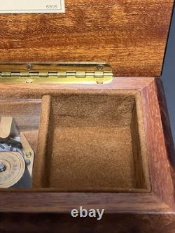 Reuge Vintage Music Box Italian Wood Wind Up Plays Wind Beneath My Wings 6308