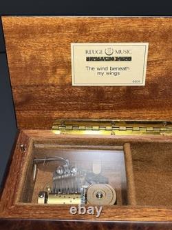 Reuge Vintage Music Box Italian Wood Wind Up Plays Wind Beneath My Wings 6308