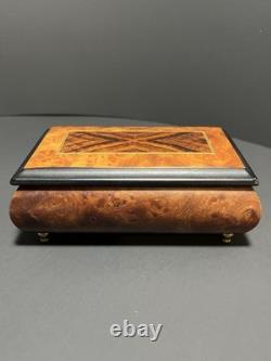 Reuge Vintage Music Box Italian Wood Wind Up Plays Wind Beneath My Wings 6308