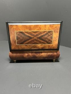 Reuge Vintage Music Box Italian Wood Wind Up Plays Wind Beneath My Wings 6308