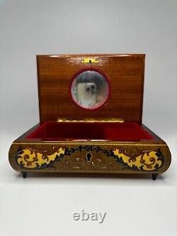 Reuge Vintage Music Box With 36 Note-L'Amour Est Bleu with Key and Mirror RARE