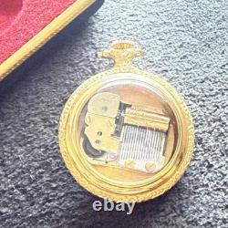 Reuge Vintage Pendant music box swiss dark eyes ORIGINAL BOX Incredible Find