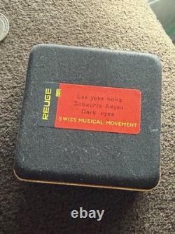 Reuge Vintage Pendant music box swiss dark eyes ORIGINAL BOX Incredible Find