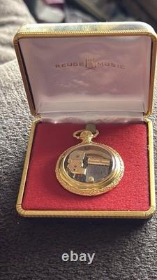 Reuge Vintage Pendant music box swiss dark eyes ORIGINAL BOX Incredible Find