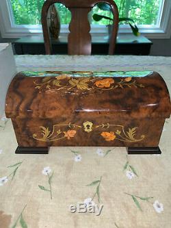 Reuge Wooden Floral Inlaid Music Jewelry Box Edelweissflawless