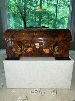 Reuge Wooden Floral Inlaid Music Jewelry Box Edelweissflawless