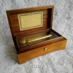 Reuge Wooden Music Box Antique Night and Day Swiss Musical Movement Vintage