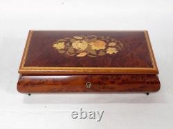 Reuge Wooden Music Box Swiss Movement Nice Marquetry Impossible Dream VIDEO