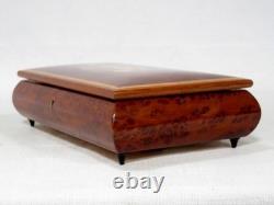 Reuge Wooden Music Box Swiss Movement Nice Marquetry Impossible Dream VIDEO