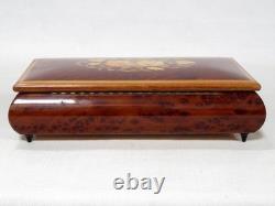 Reuge Wooden Music Box Swiss Movement Nice Marquetry Impossible Dream VIDEO