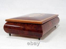 Reuge Wooden Music Box Swiss Movement Nice Marquetry Impossible Dream VIDEO