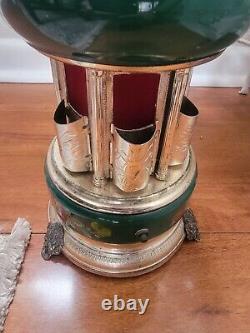 Reuge carousel music box lipstick cigarettes, green, 60s, golden tone
