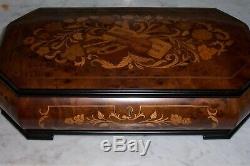 Reuge music box 36 note jewelry box new in the box. Inlay piopppo wood. Swiss
