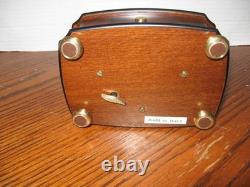 Reuge music box & Italian marquetry inlay of musical instruments on Burl Wood