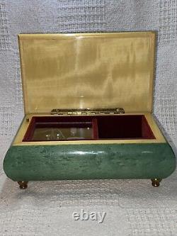 Reuge music box flower green jewelry case vintage Music Of The Night Swiss Made