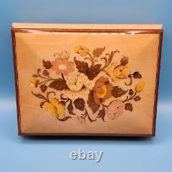 Roses Inlaid Music Box Plays The Godfather Swiss Musical Movement Reuge Italy