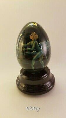SALE $$ Reuge Whimsical Music Box Egg Cats Wind Up Base Rotates Plays Swan Lake