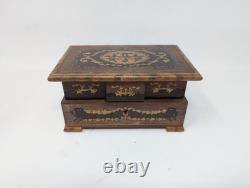 SERVICED! 6½ Antique Thorens Reuge FOLDING Music Jewelry Box INLAY Santa Lucia