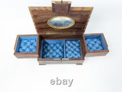 SERVICED! 6½ Antique Thorens Reuge FOLDING Music Jewelry Box INLAY Santa Lucia