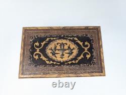 SERVICED! 6½ Antique Thorens Reuge FOLDING Music Jewelry Box INLAY Santa Lucia